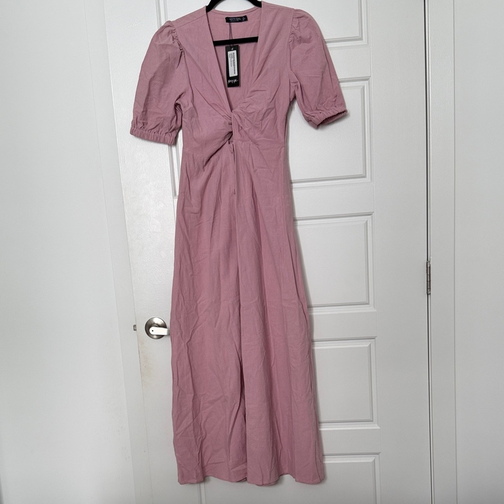 Nasty Gal Cotton tie front maxi dress